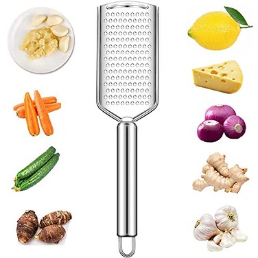 Handheld Cheese Grater, Cheese Zester Stainless Steel, Lemon Zester, Kitchen Vegetable Peeler, Food Zester Grater Slicer for Ginger Garlic Chocolate Fruits, Zester Grater with Handle
