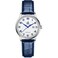 SHENGKE SK Classic Business Women Watches with Stainless Steel Band and Genuine Leather Elegant Ladies Calendar Watch (Arabic Number-Blue Leather)