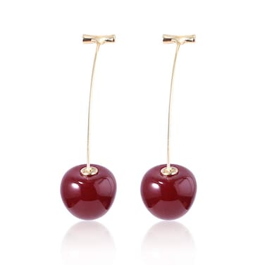 Cherry Earrings - Kakyoin Drop Earrings - Best Gifts For Women (Dark red)