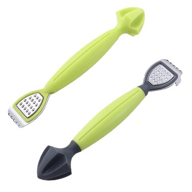 2 Pcs Lemon Zester Bar Tool, Multifunctional Orange Lemon Zester Citrus Reamer Lime Squeezer Cheese Grater, Plastic &amp; Stainless Steel, Dishwasher Safe