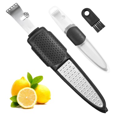 Lemon Zester Tool, Heavy Duty Cheese Vegetable Citrus Zester Grater with Handle for Lemon, Garlic, Nutmeg, Chocolate, Fruits, Vegetables - Stainless Steel Zester Grater &amp; Cheese Shredder