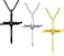 3PCS Fashion Jewelry Polished Stainless Steel Nail Cross Pendant-Chain Necklace Christian Jewelry Church Baptism Gift Cross Pendant Necklaces for Men Women (Gold Silver Black)