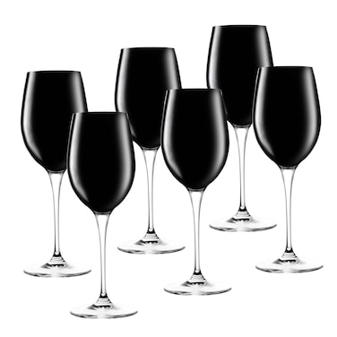 Barski Goblet - Red Wine Glass - Crystal Glass - Water Glass - Bold Black - Stemmed Glasses - Set of 6 Goblets - 18 oz Made in Europe