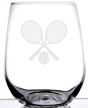 Tennis Lovers Stemless Wine Glass   Charming Laser Etched Wine Glass   Perfect for Men Women or Partners Players   Birthday   Anniversary   Christmas