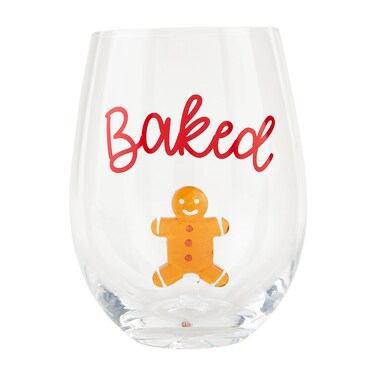 Mud Pie Icon Wine Glass, Gingerbread, 16 oz