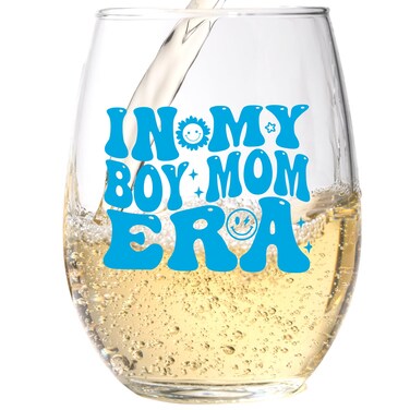 In My Boy Mom Era Wine Glass - Best Mom Gifts For New Mothers, Baby Shower, Birthday, Mothers Day, Valentines day, or Christmas Gift For Mom - Best Mom Ever Wine Glasses from Son