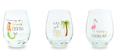 Mud Pie Christmas Wine Glass (Flamingo), 16 oz