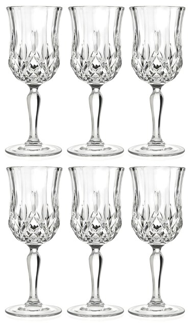 Barski Wine Glass - Goblet - Red Wine - White Wine - Water Glass - Stemmed Glasses - Set of 6 Goblets - Crystal like Glass - 7.75 oz. Beautifully - Cut Crystal - Designed Made in Europe