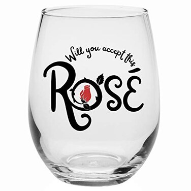 Drinking Divas Will You Accept This Ros&Atilde;&copy; - 15oz Bachelor/Bachelorette Wine Glass