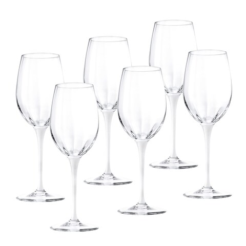 Barski Goblet - White Wine Glass -Crystal Glass - Water Glass - White Stem - Stemmed Glasses - Set of 6 Goblets - 14 oz Made in Europe