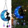 SUBOLO Memorial Wind Chimes Solar Hanging Glass Moon Lights Metal Fairy Angel Outdoor Wind Chimes for Mom Loved One Gifts