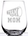 IE Laserware TEAM MOM WINE GLASS STEMLESS   Fun gift for TEAM MOMS   Cute graphic laser engraved etched   Great for Baseball, Soccer, Football, Basketball, Tennis or any other sports Mothers
