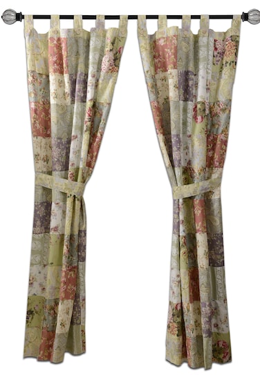 Greenland Home Blooming Prairie Authentic Patchwork Curtain Panel Set, 84 x 84 inches, Includes Two (2) 42 W x 84 L Panels