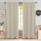Topick Blackout Thermal Insulated Curtains for Bedroom Linen Textured Drapes Heavy Duty Room Darkening Curtain Set Rod Pocket Back Tab Style Window Treatment 2 Panels 96 inch Long Greyish Beige