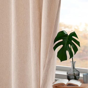HOMIDATE Linen Flax Curtains,Linen Curtain Panels,Linen Drapes,50"x63" Window Flax Linen Curtains,Natural Curtains 50x63 inch Set of 2,Curtains for Window,Cotton Linen Flax Curtains