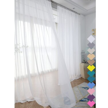 LONGTAI Window White Sheer Curtains 51x83 Inches Long 2 Panels Sheer White Curtains Basic Rod Pocket Panel for Bedroom Children Living Room Yard Kitchen