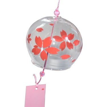 Japanese Edo Furin Glass Windchime Birthday Valentine's Day Gift Home Spa Kitchen Office Decor Red Sakura