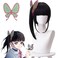 abouder Tsuyuri Kanao Wig with Butterfly Clips Demon Slayer Cosplay Wig Kimetsu no Yaiba Costume Wig Black Wigs for Halloween Anime Fans