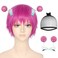 Anogol Hair Cap+ (2 Hairpins) Saiki k Wig for Cosplay Saiki K Hair Clips Short Pink Wig Pink Cosplay Wig for Men Women Synthetic Hair Wigs for Anime Halloween Costume Party