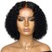 Newooh Lace Front Human Hair Wig Middle Part Curly Lace Closure Wig Short Wigs Black