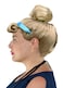 Blonde Princess Wig Updo Costume Wig with Blue Ribbon for Women adult