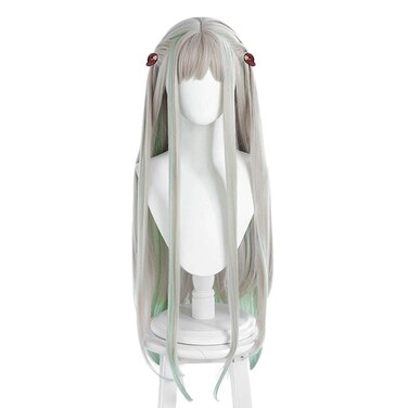 JCvCX Anime Yashiro Nene Wig Gray Mixed Light Green Long Straight Party Hair Cosplay Props Halloween