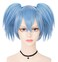 Anogol Hair Cap+ Nagisa Shiota Wig Cosplay Blue Wig with Double ponytails Short Blue Anime Wig for Men Women Boys Girls Cosplay Costume Synthetic Hair Wigs for Halloween Party Wig