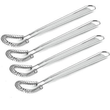 4Pcs Silver Egg Beater Stainless Steel Mini Spring Coil Whisk Handheld Milk Frother Foamer Sauce Stirrer Blender Coffee Mixer Kitchen Egg Tools Whisks Kitchen Utensils and Gadgets Cooking Utensils