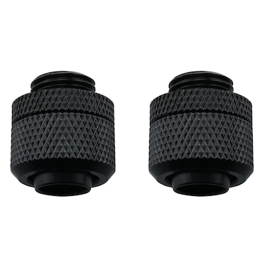 CZQC Black PC Water Cooling System Soft Tube Connector 2PCS G1/4" to 3/8" ID, 1/2" OD Compression Fitting for Soft Tubing