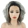 Meiyite Hair Curly Short 14inch Dark Root Gray Ombre Heavy Density Realistic Synthetic Lace Front Wigs