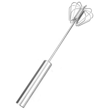 Stainless Steel Rotating Push Whisk Mixer Milk Frother Rotary Whisk Easy Whisks Rotating Hand Blender Hand Mixer