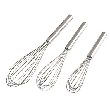 Stainless Steel Whisks with 3 Packs 8"+10"+12" Kitchen Whisk Set Kitchen Whip Kitchen Utensils Wire Whisk Balloon Whisk Set for Blending Whisking Beating and Stirring