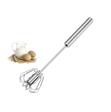 Stainless Steel Egg Whisk, Hand Push Rotary Whisk Blender Versatile Milk Frother Hand Push Mixer Stirrer Make Froth, Foam &amp; Whipped Cream Semi Auto Egg Beater 12in