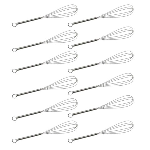 CHuangQi (Pack of 12) 7 inch Stainless Steel Whisk for Cooking, Blending, Whisking, Beating, Stirring, Balloon Whisk/Kitchen Whisk