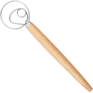 Danish Dough Mixer Dutch Bread Whisky Hook Wooden Manual Mixer Bread Baking Tool Cake Bread Pizza Pastry Biscuit Tool Stainless Steel Ring 13 Inches 0.2 Pounds Per Piece