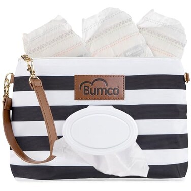 Bumco Diaper Clutch - Portable Wipes Dispenser &amp; Baby Travel Essential, Airtight Baby Wipes Dispenser, Refillable Wipes Container, Travel Baby Essentials, Baby Wipe Dispenser, Diaper Bag Purse