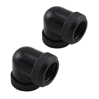 MARRTEUM G1/4" Thread 90 Degree Elbow Adapter Fittings Extender Connector for Computer Water Cooling System, Black, 2 Pack