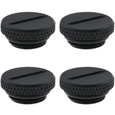 Mutai G1/4 Plug 4PCS G1/4 inch Water Stopper Black Brass Flat Plug Stop Fitting with O-Ring for PC Water Cooling Systems