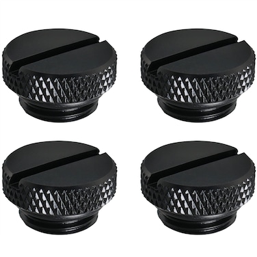 LUORNG 4PCS Plug Fitting with O-Ring for PC Water Cooling Systems, Computer Water-cooled Water Stop Plug-G1/4 Thread