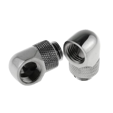 DGZZI G1/4 Inch Male to Female Extender Fitting 2PCS Silver 90 Degree Elbow Thread Rotary Connector Adapte for Computer Water Cooling System