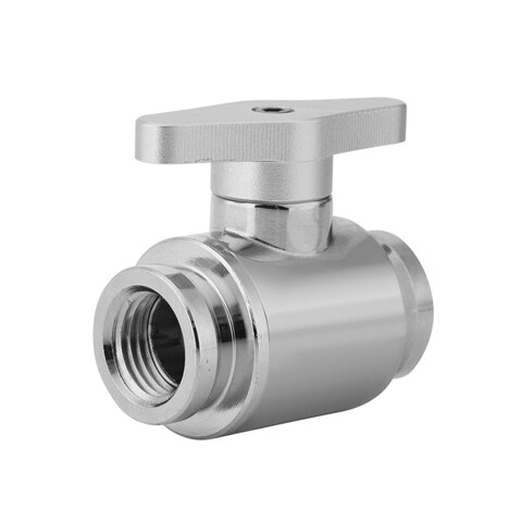 Richer-R Water Cooling Valve G1/4 Internal Threads Valves Water Ball Valve,G1/4&quot; Internal Thread Silver Water Cooling Valve Water Ball Valve with Handle for Computer Water Cooling System(Silver)