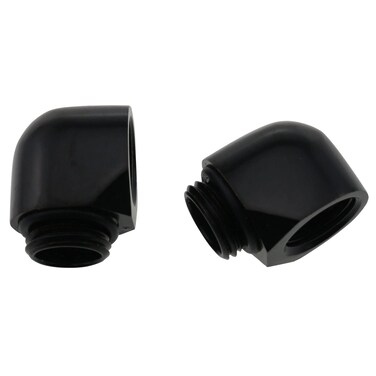 CZQC 90 Degrees Rotary Elbow 2PCS Black G1/4 Male to Female Right Angle Elbow Extender Connector Adapter Fitting for PC Water Cooling System