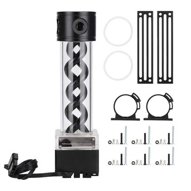 Bewinner1 PC Pump Reservoir Combo, Water Cooling Pump Tank with 4 Meters Head Computer Accessories Support PWM Speed Control for Water Cooling Systems 800L / H Flowing Rate(Black)