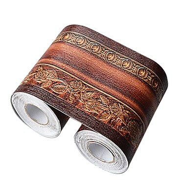 Brown Wood Grain Self Adhesive 3D Peel and Stick Waterproof Wall Border Easy to Apply (Dark Brown 2pc)