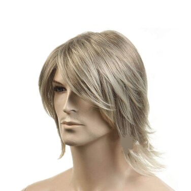 mzcurse Men's Blonde Gold Mixed Short Cosplay Party Hair Wig