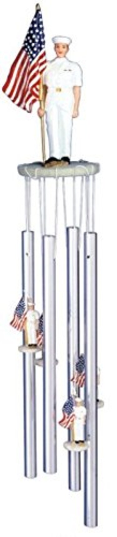 StealStreet SS-G-41809, Wind Chime Round Top Navy with US Flag Hanging Garden Porch Decoration
