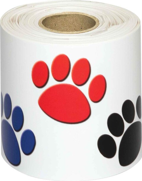 Teacher Created Resources Colorful Paw Prints Straight Rolled Border Trim - 50ft - Decorate Bulletin Boards, Walls, Desks, Windows, Doors, Lockers, Schools, Classrooms, Homeschool &amp; Offices