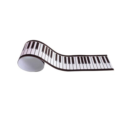 VisitRyl Peel and Stick Wallpaper Border for Bedroom Kids Living Room Piano Keyboard Wall Borders 10X200cm Straight Rolled Border Trim PVC Removable Self Adhesive Waterproof for Bathroom Kitchen