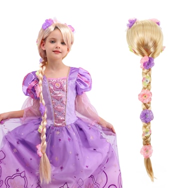 Sincere Party Girls Princess Wig,Rapunzel Plaits Blonde Wig for Girls Halloween Party,Role Playing