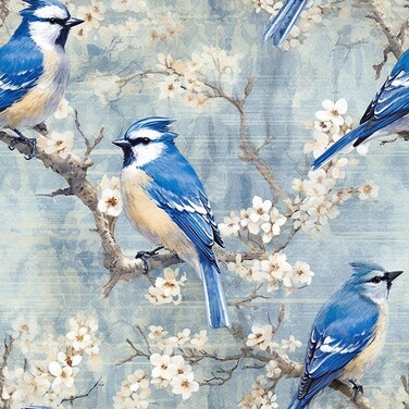 WalRiddle Vintage Blue White Floral Birds Boho Peel and Stick Wallpaper Easy Peel Off Contact Paper Stick on Adhesive Wall Paper for Bathroom Waterproof Renter Friendly